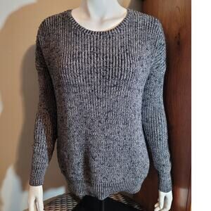 Abercrombie & Fitch M/L Gray Marled Chunky Knit Sweater Cotton Modal Linen Wool